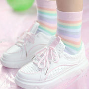 Pastel Pink Striped Socks