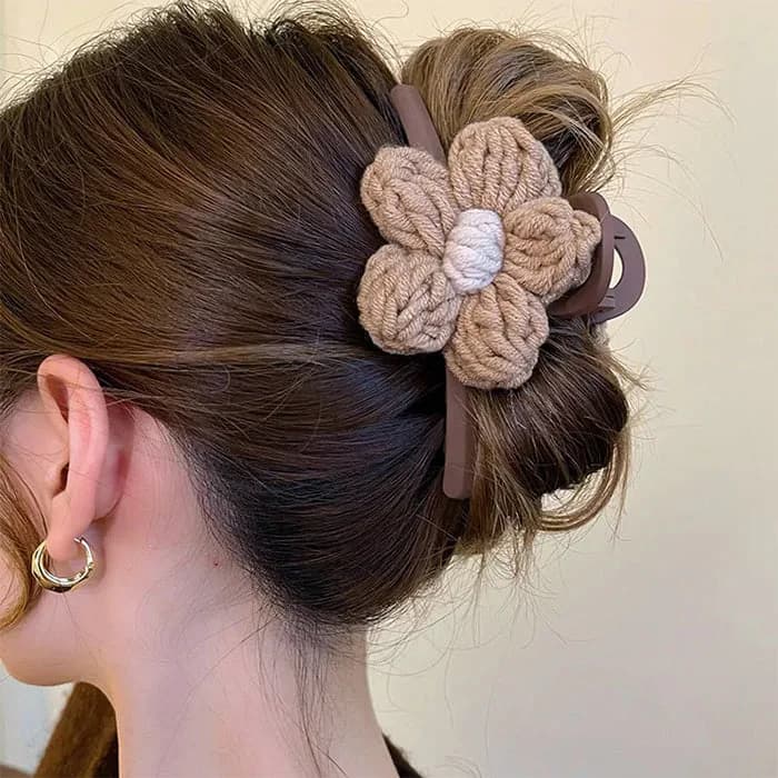 Flower Crochet Hair Claw — view 2 Flower Crochet Hair Claw — view 2