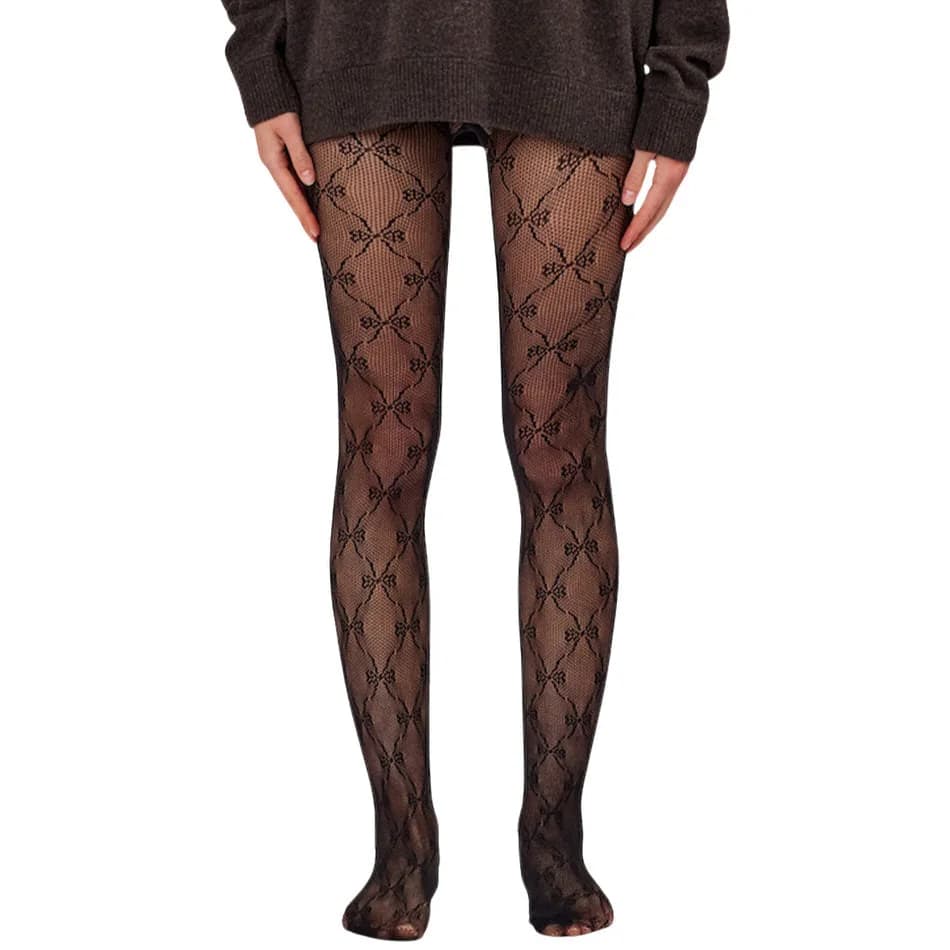 Bow Pattern Fishnet Tights — view 1 Bow Pattern Fishnet Tights — view 1