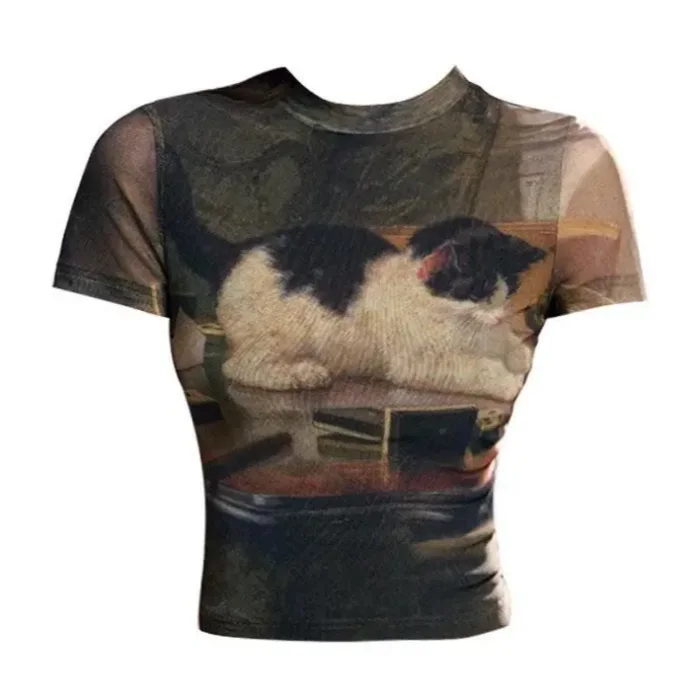Vintage Kitty Crop Top — view 1 Vintage Kitty Crop Top — view 1