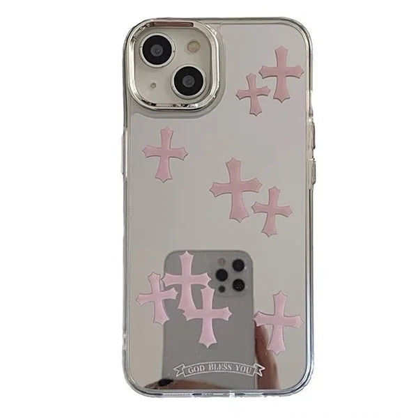 Pink Cross Mirror IPhone Case — view 1 Pink Cross Mirror IPhone Case — view 1