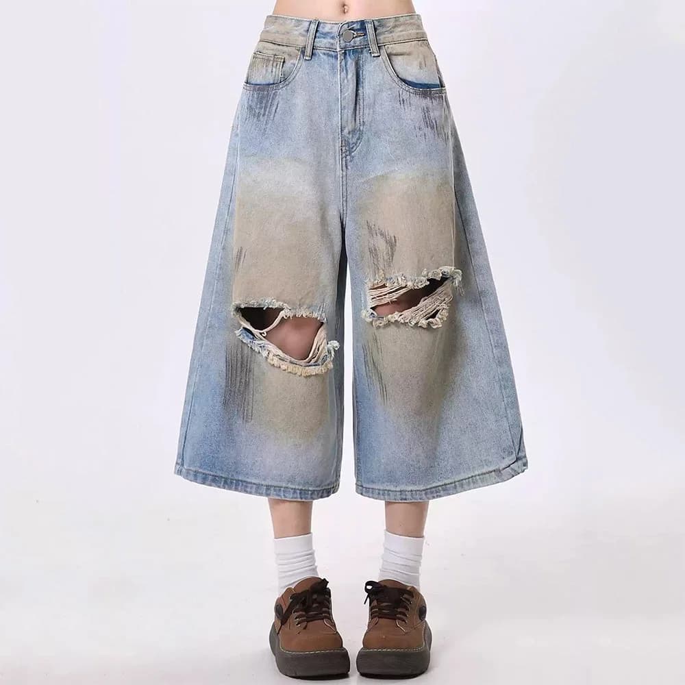 Wash Me Out Distressed Denim Shorts — view 2 Wash Me Out Distressed Denim Shorts — view 2