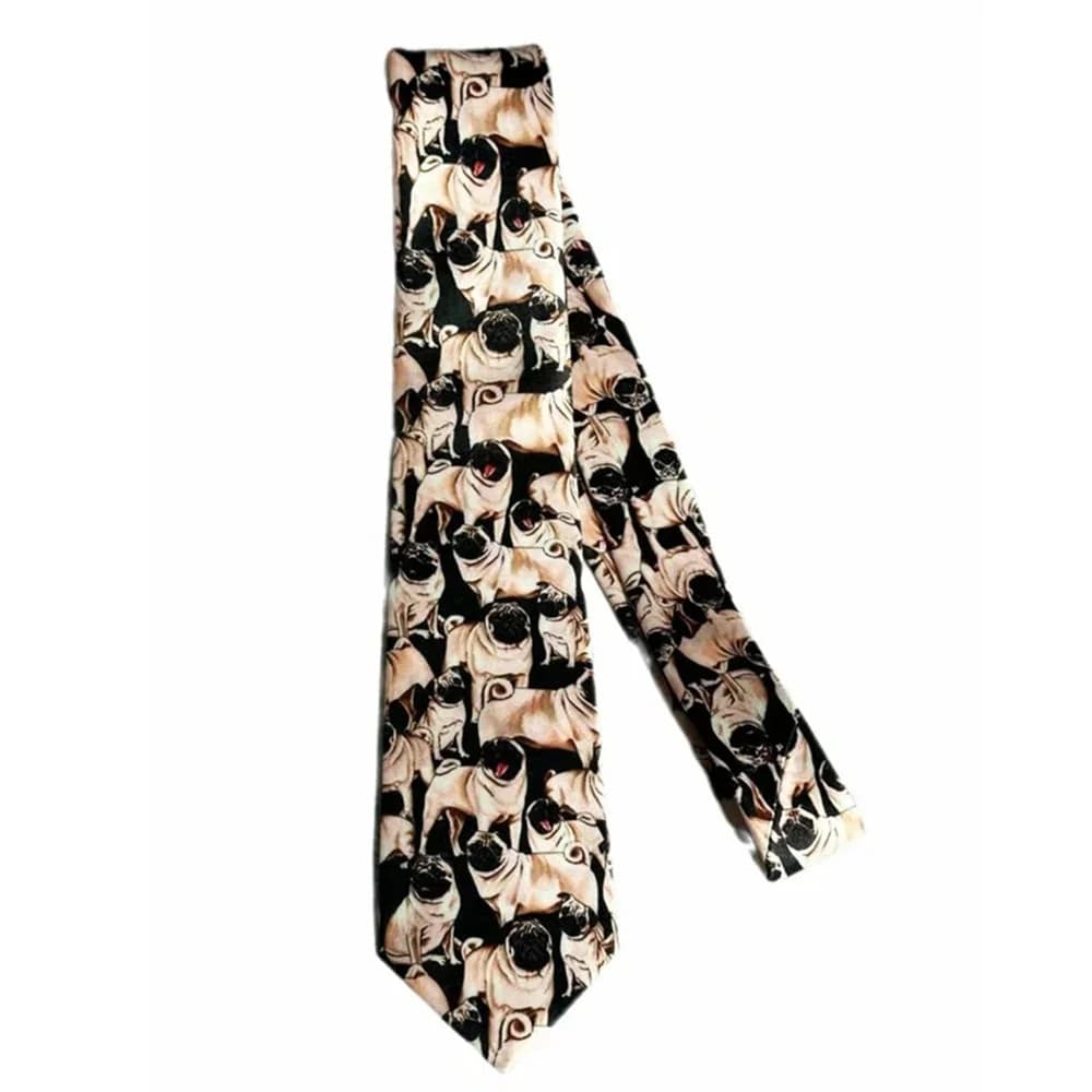 Cute Pug Pattern Tie — view 2 Cute Pug Pattern Tie — view 2