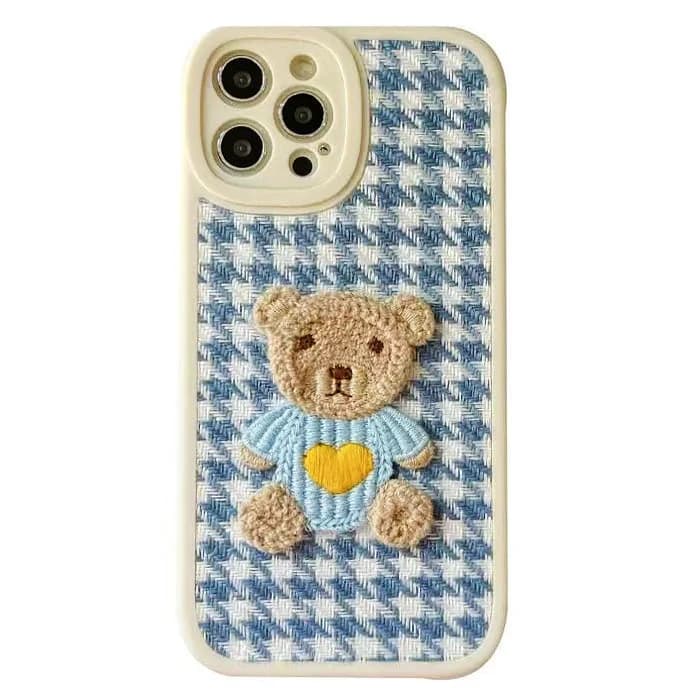 Bear Embroidered iPhone Case — view 1 Bear Embroidered iPhone Case — view 1