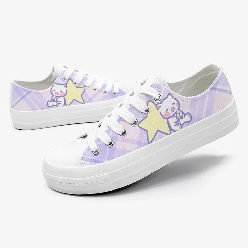 Kawaii Plaid Sneakers — view 1 Kawaii Plaid Sneakers — view 1