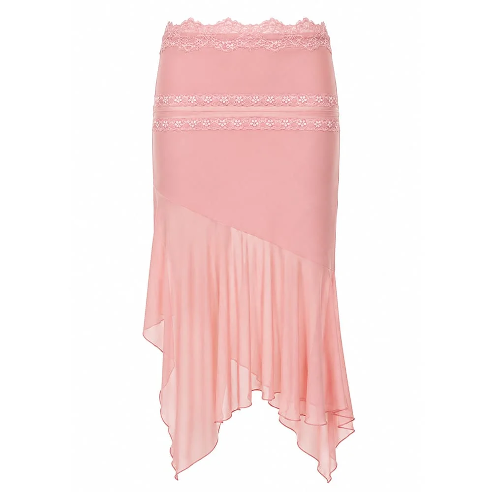 Pure Blushin Asymmetric Ruffle Midi Skirt — view 1 Pure Blushin Asymmetric Ruffle Midi Skirt — view 1