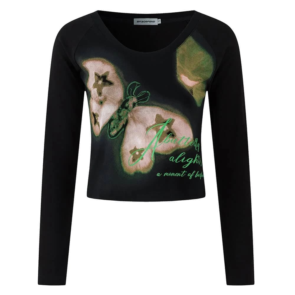 Indie Butterfly Print Long Sleeve Top — view 3 Indie Butterfly Print Long Sleeve Top — view 3