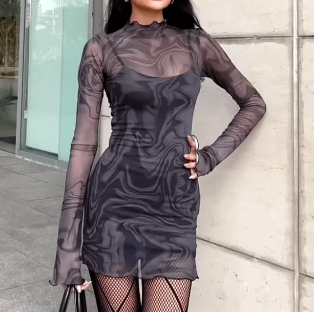 Mesh Night Out Dress — view 2 Mesh Night Out Dress — view 2