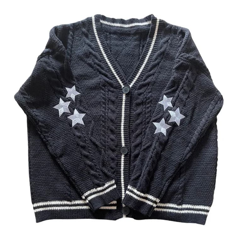 Preppy Aesthetic Star Cardigan — view 2 Preppy Aesthetic Star Cardigan — view 2