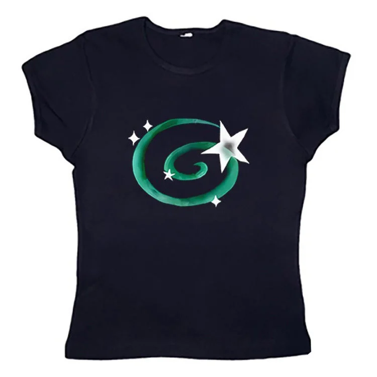 Y2K Aesthetic Star Cropped Tee — view 2 Y2K Aesthetic Star Cropped Tee — view 2