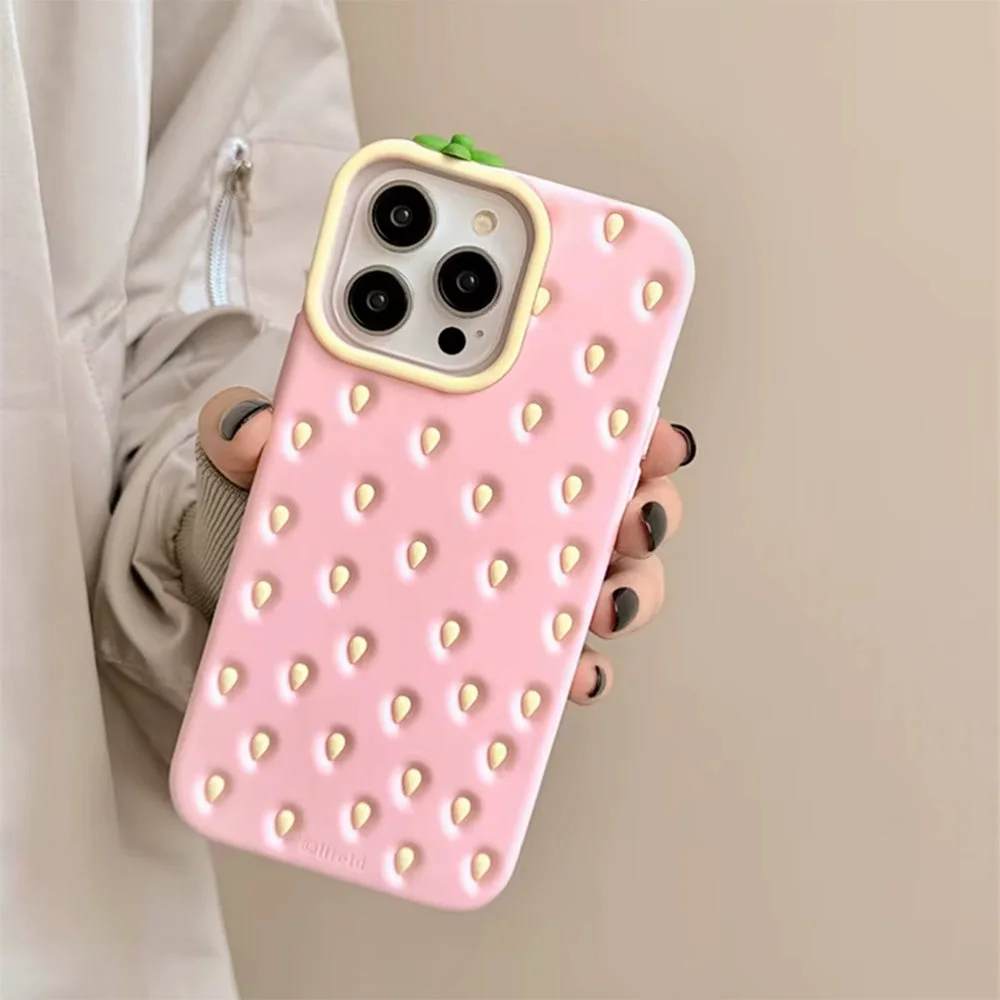 Pink Strawberry 3D iPhone Case — view 2 Pink Strawberry 3D iPhone Case — view 2