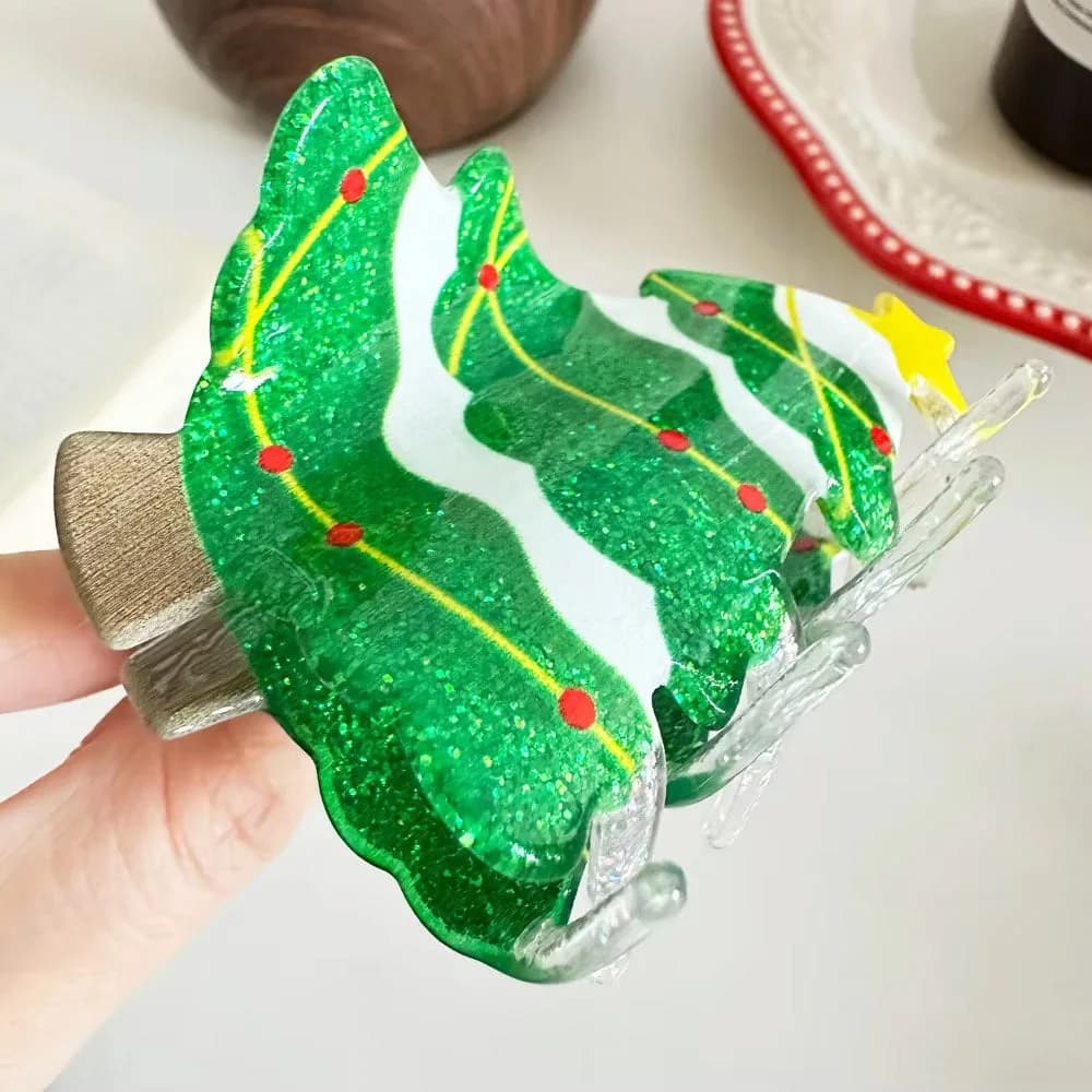 Christmas Tree Hair Claw — view 2 Christmas Tree Hair Claw — view 2