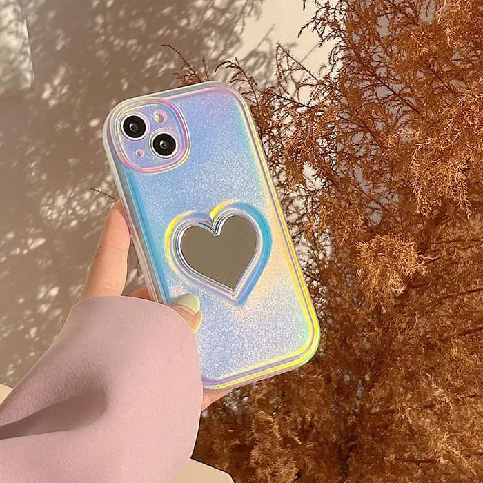 Holographic Heart Mirror iPhone Case — view 2 Holographic Heart Mirror iPhone Case — view 2