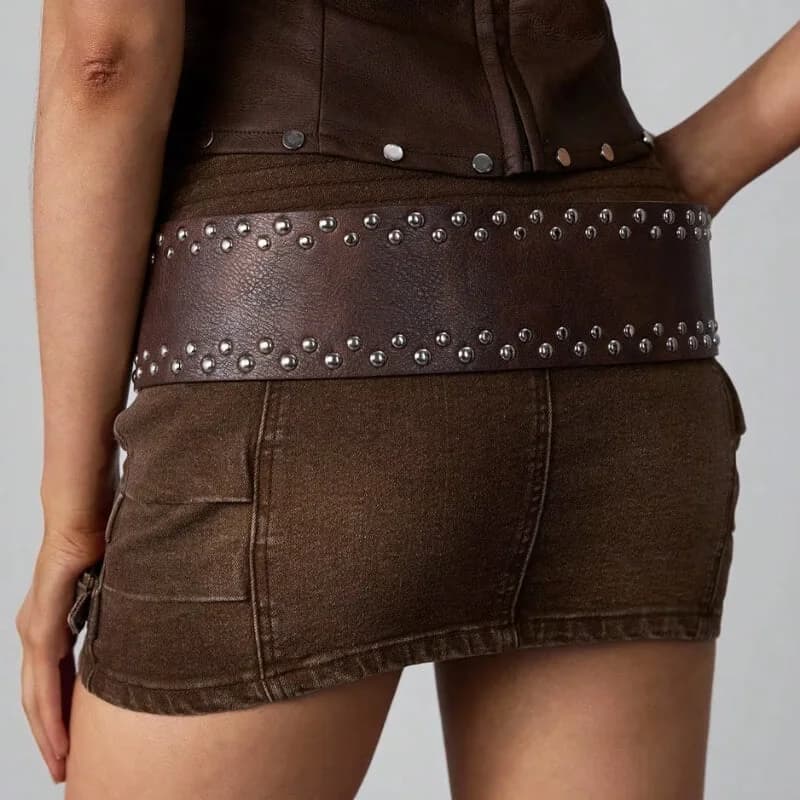 Wide Studded Western Belt — view 2 Wide Studded Western Belt — view 2
