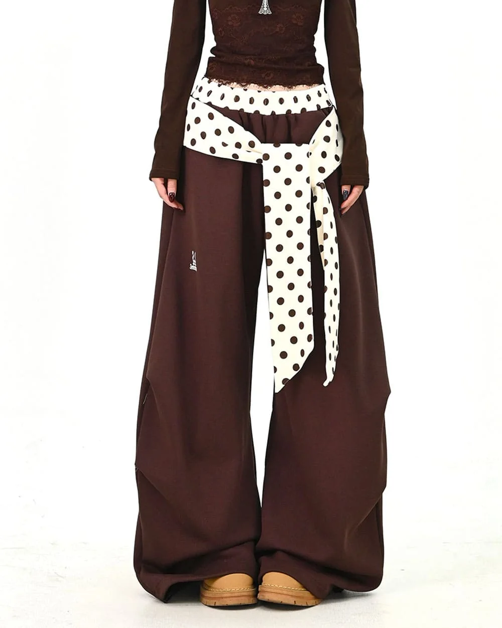 Polka Dot Belt Wide Leg Pants — view 2 Polka Dot Belt Wide Leg Pants — view 2