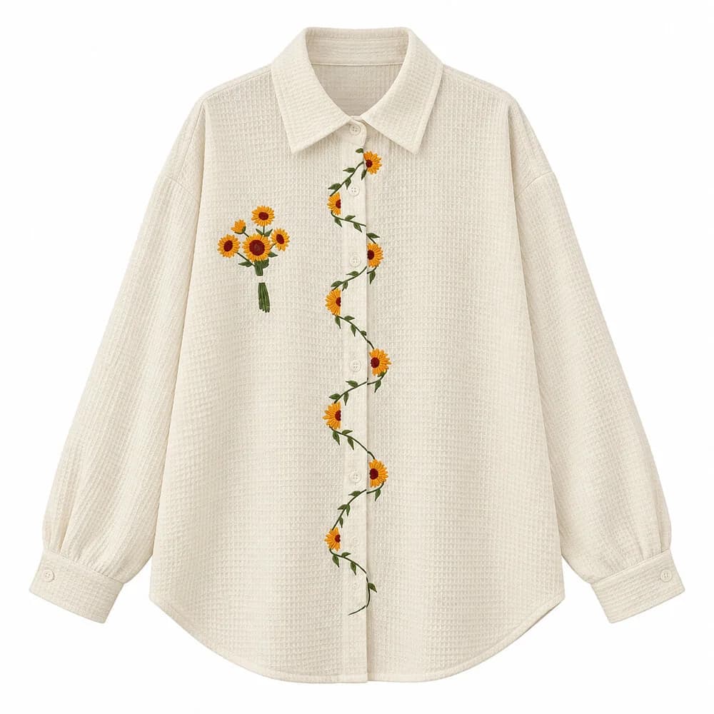 Sunflower Embroidery Oversized Shirt — view 1 Sunflower Embroidery Oversized Shirt — view 1