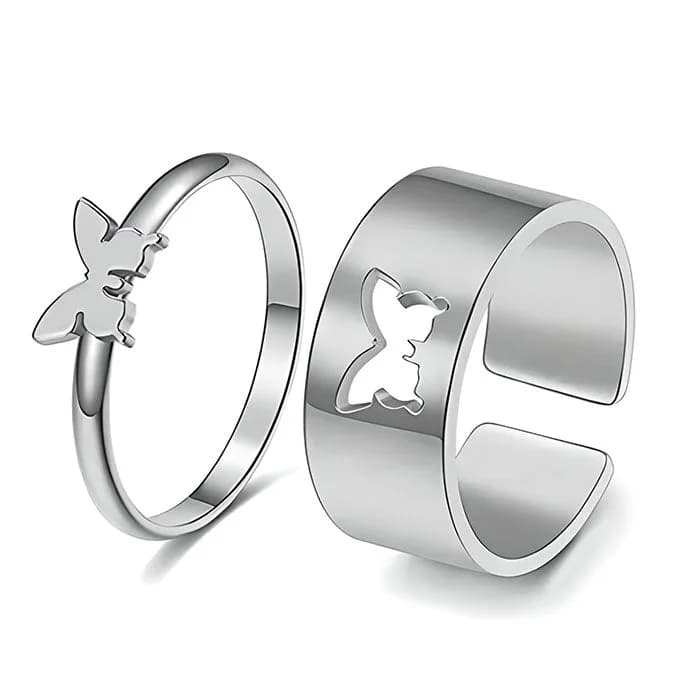 Butterfly Matching Couple Rings — view 1 Butterfly Matching Couple Rings — view 1