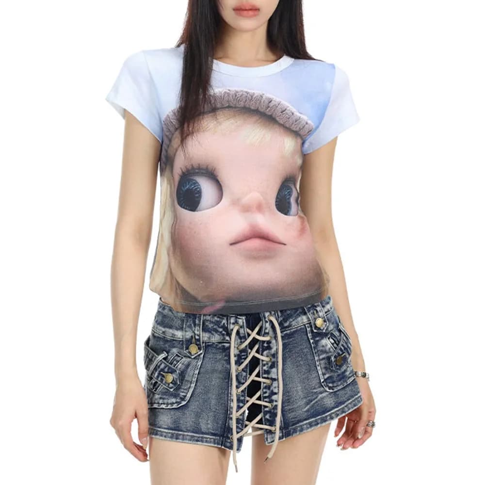 Doll Face Print T-Shirt — view 2 Doll Face Print T-Shirt — view 2