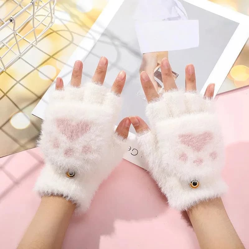 Fluffy Cat Paw Fingerless Gloves — view 2 Fluffy Cat Paw Fingerless Gloves — view 2