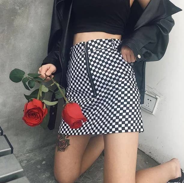Black And White Checkerboard Skirt — view 2 Black And White Checkerboard Skirt — view 2