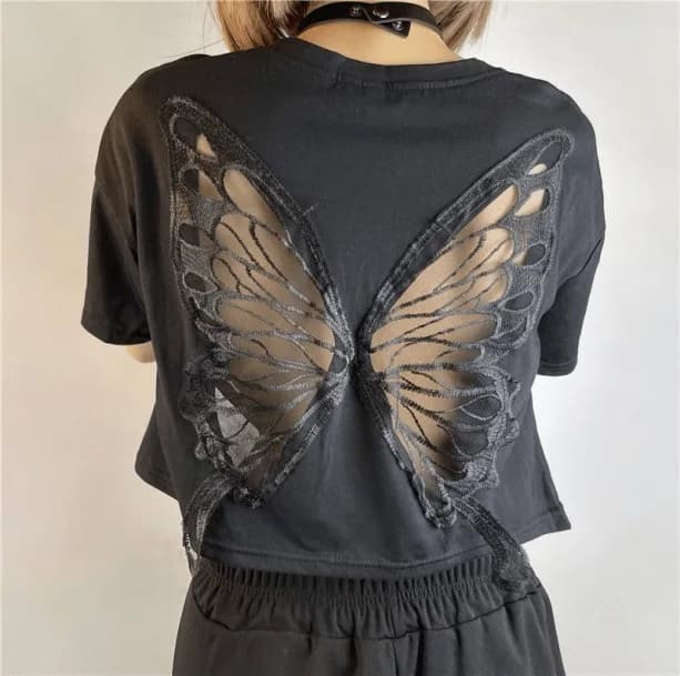 Open Back Butterfly T-Shirt — view 1 Open Back Butterfly T-Shirt — view 1