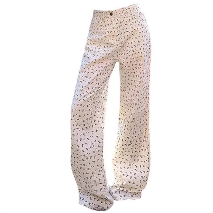 Vintage Aesthetic Floral Print Cord Pants — view 2 Vintage Aesthetic Floral Print Cord Pants — view 2