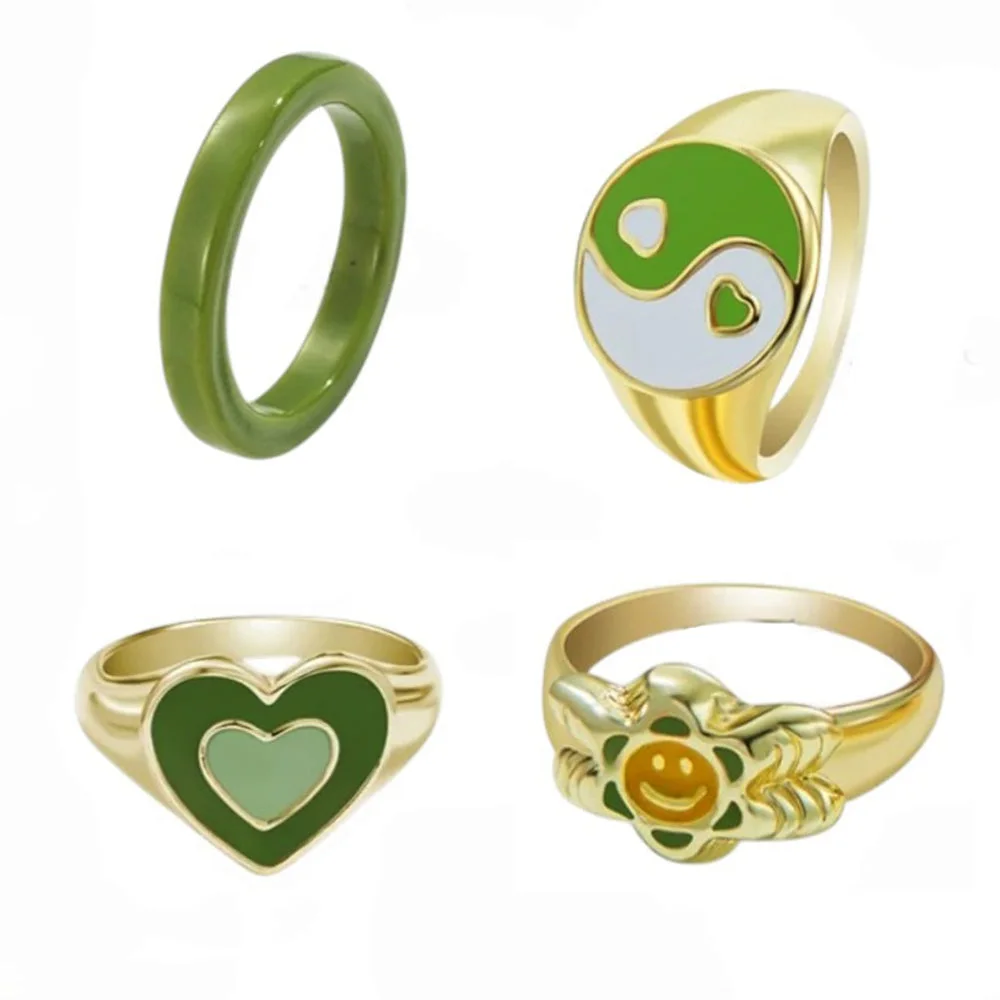 Sage Green Aesthetic Ring Set — view 2 Sage Green Aesthetic Ring Set — view 2
