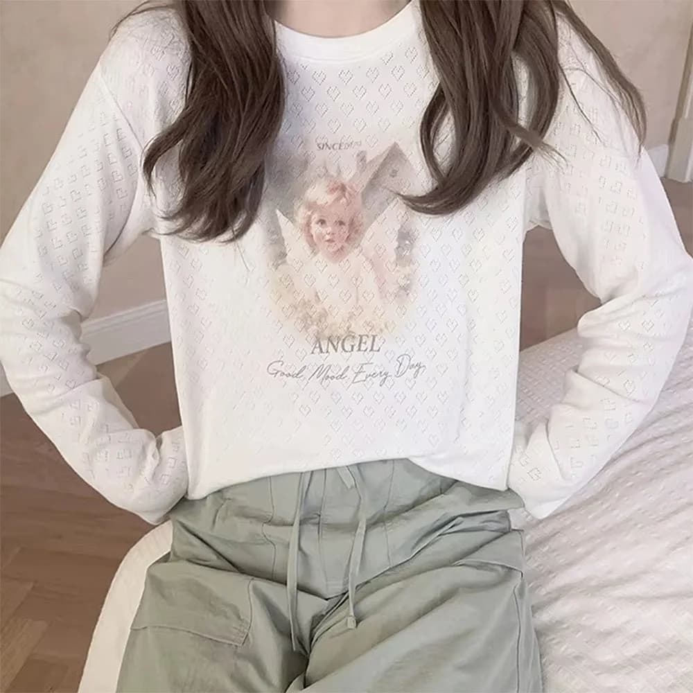 Angel Print Long Sleeve Top — view 2 Angel Print Long Sleeve Top — view 2