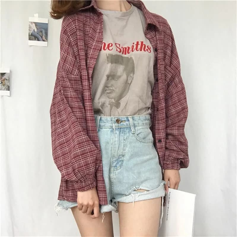 Kawaii Retro Chic Plaid Tunic — view 1 Kawaii Retro Chic Plaid Tunic — view 1