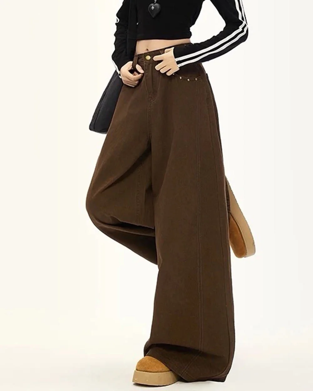 Star Pocket Wide-Leg Brown Pants — view 3 Star Pocket Wide-Leg Brown Pants — view 3
