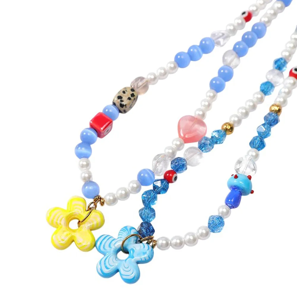 Indie Kid Flower Beaded Necklace — view 2 Indie Kid Flower Beaded Necklace — view 2