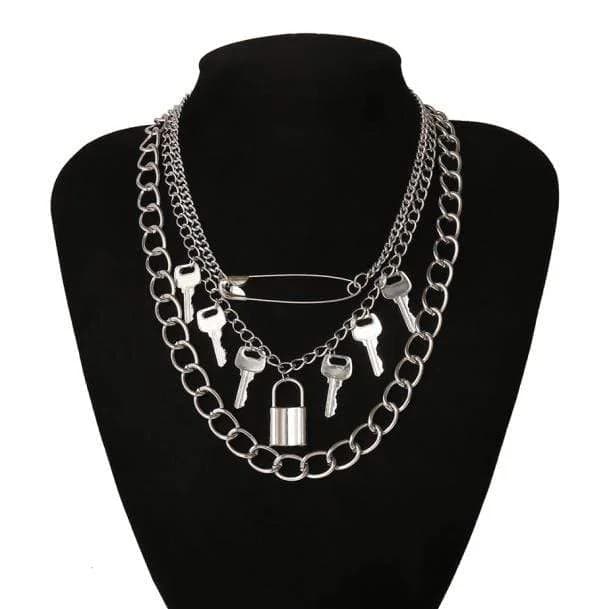 Layered Lock and Key Necklaces — view 1 Layered Lock and Key Necklaces — view 1