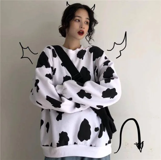 Cow Print Loose Sweatshirt — view 1 Cow Print Loose Sweatshirt — view 1