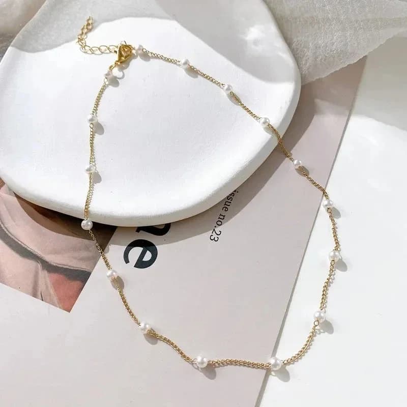 Luna Dots Pearl Gold Choker — view 1 Luna Dots Pearl Gold Choker — view 1