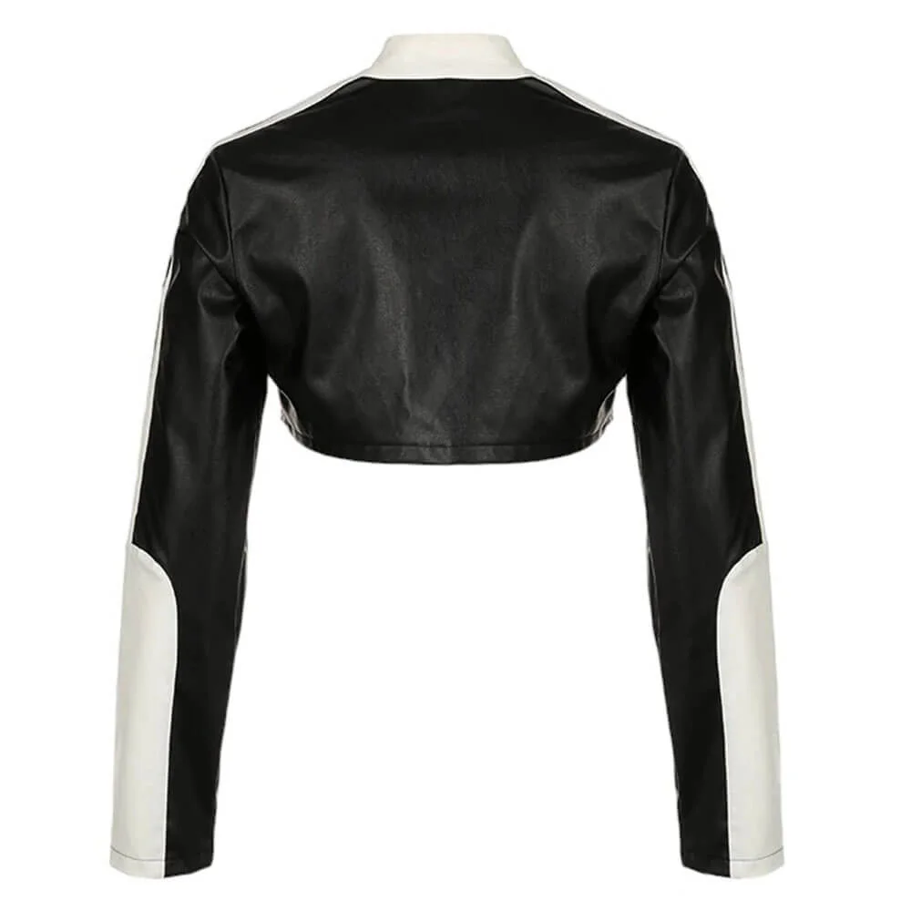 Biker Girl Leather Cropped Jacket — view 2 Biker Girl Leather Cropped Jacket — view 2