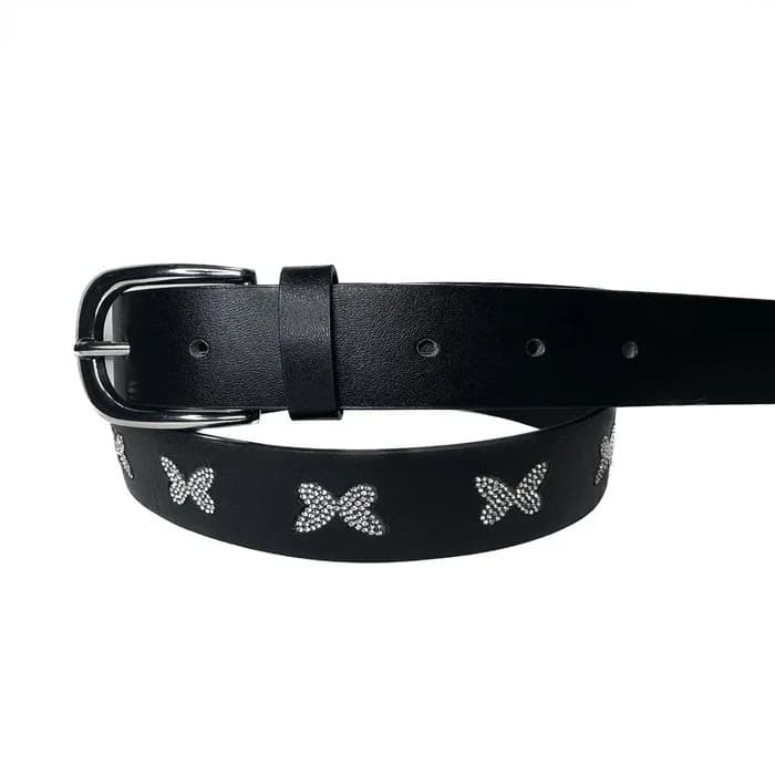 Y2K Butterfly Rhinestone Belt — view 2 Y2K Butterfly Rhinestone Belt — view 2