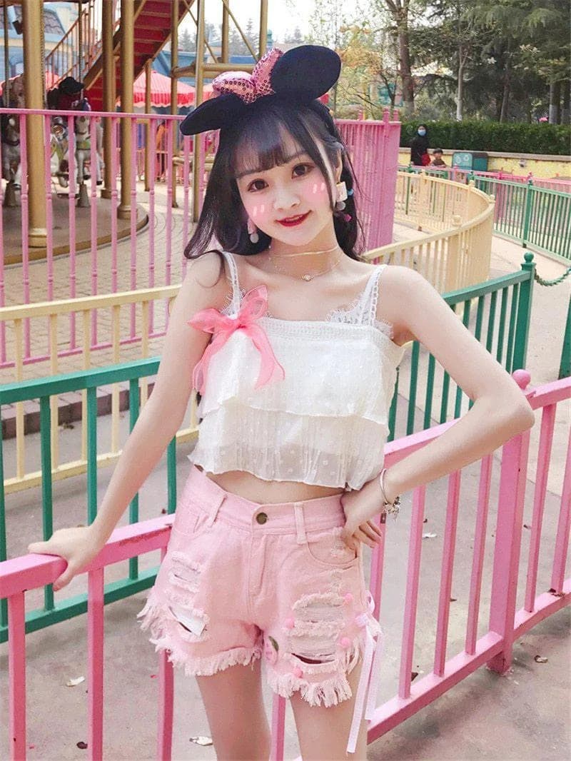 Ripped Denim Kawaii Shorts — view 2 Ripped Denim Kawaii Shorts — view 2