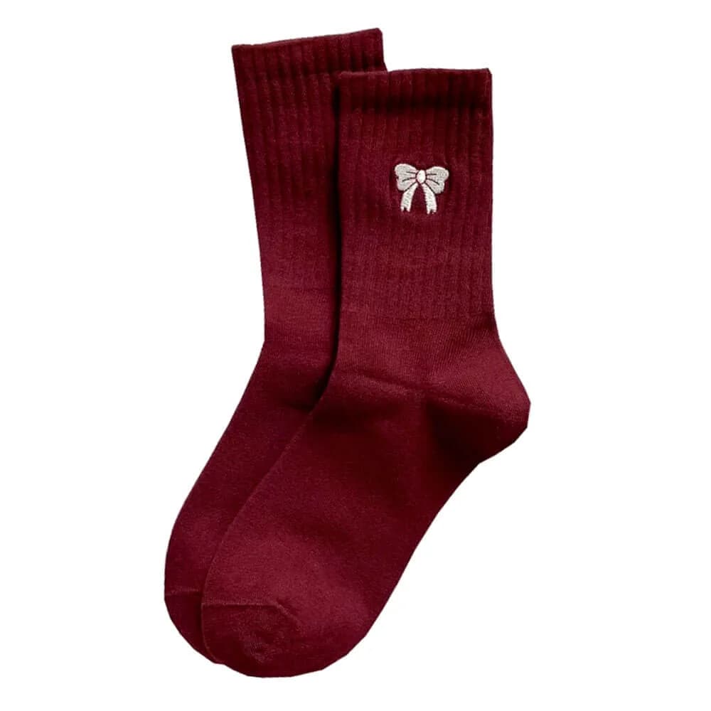 Coquette Bow Embroidery Socks — view 1 Coquette Bow Embroidery Socks — view 1