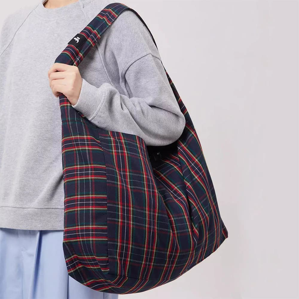 Preppy Style Plaid Tote Bag — view 2 Preppy Style Plaid Tote Bag — view 2