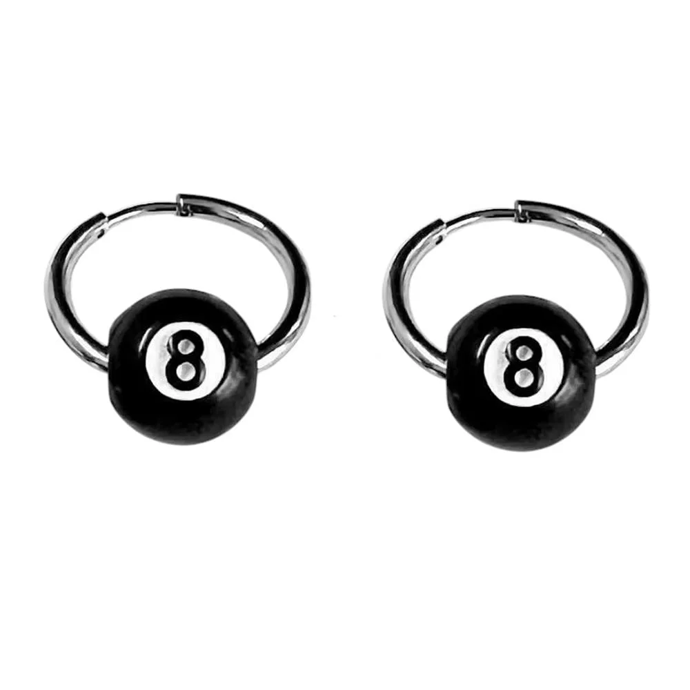 8 Ball Hoop Earrings — view 2 8 Ball Hoop Earrings — view 2