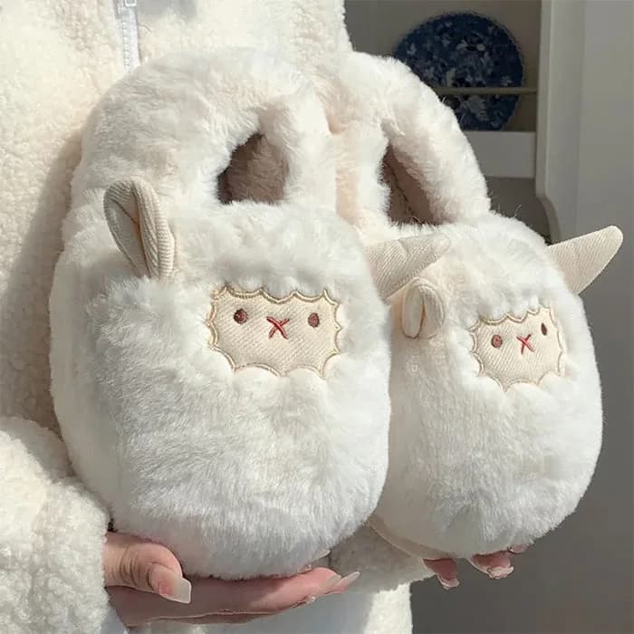 Cute Lamb Fluffy Slippers — view 2 Cute Lamb Fluffy Slippers — view 2