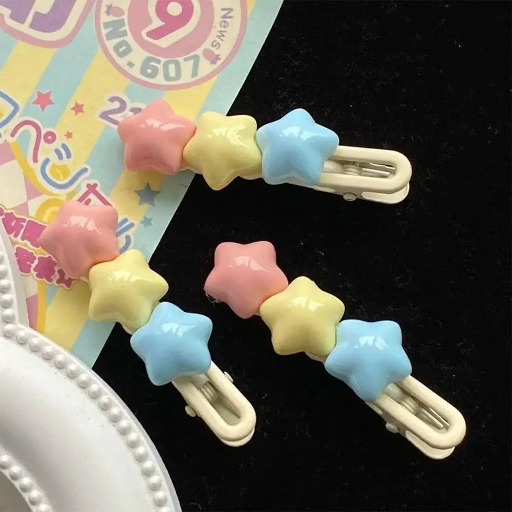 Pastel Stars Hair Clip 2pcs Set — view 2 Pastel Stars Hair Clip 2pcs Set — view 2