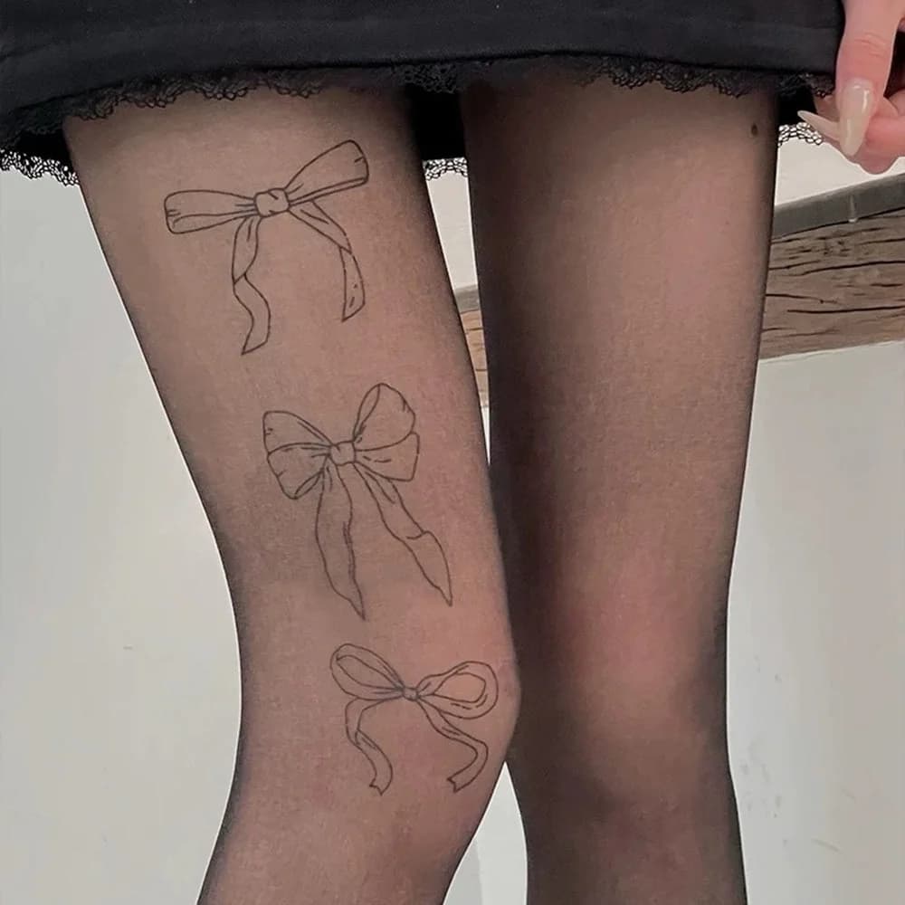 Coquette Bow Tattoo Tights — view 2 Coquette Bow Tattoo Tights — view 2