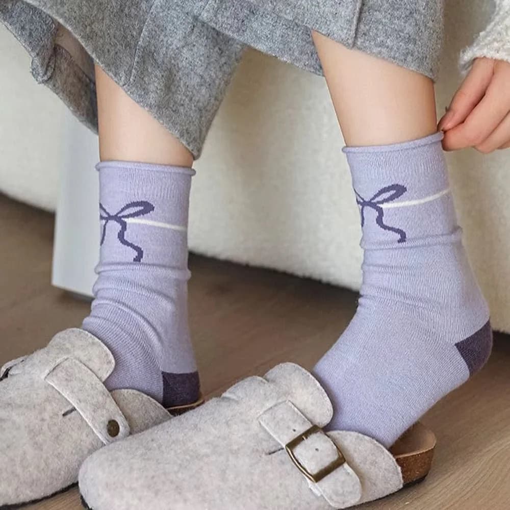 Soft Girl Lavender Bow Socks — view 2 Soft Girl Lavender Bow Socks — view 2