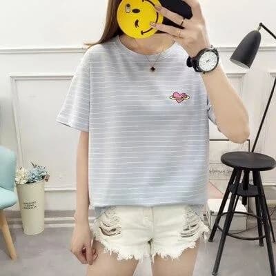 Kawaii Heart Striped T-Shirt — view 3 Kawaii Heart Striped T-Shirt — view 3