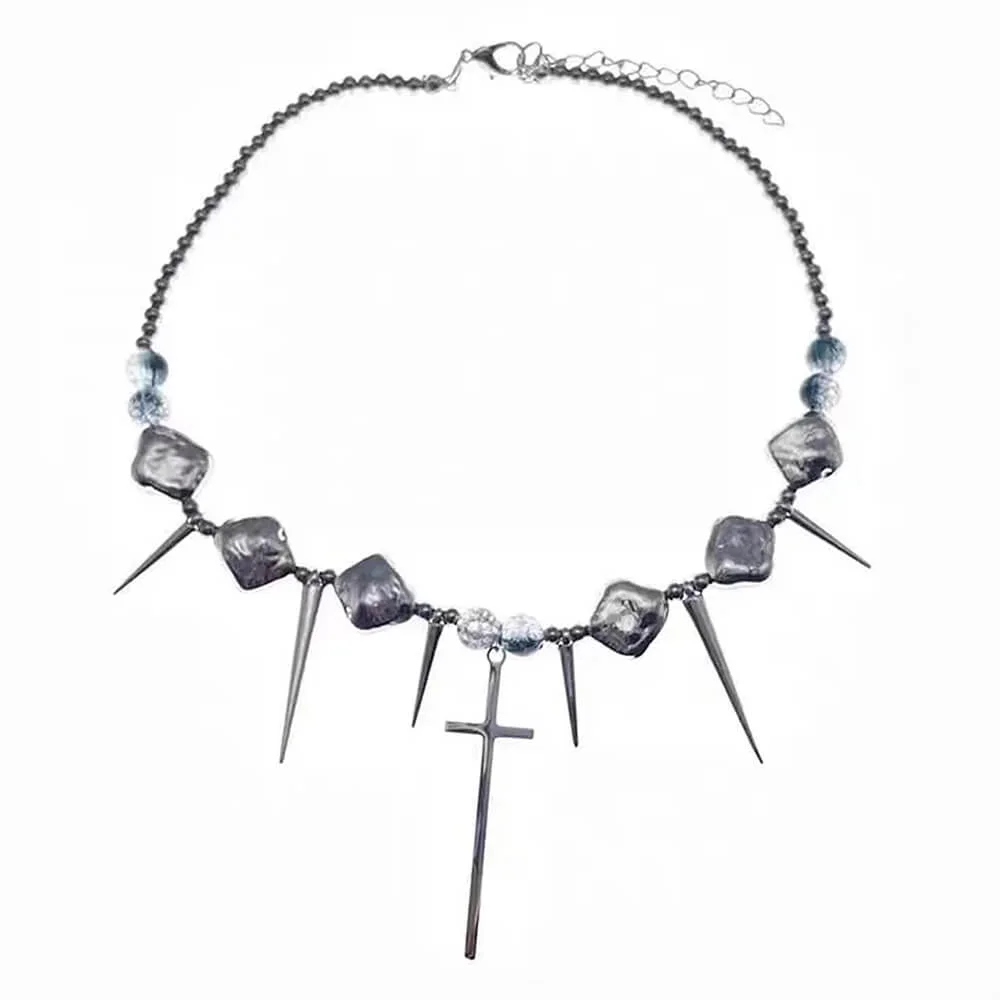 Grunge Aesthetic Cross Necklace — view 1 Grunge Aesthetic Cross Necklace — view 1