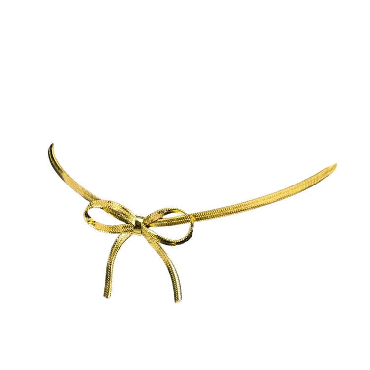 Metal Bow Choker Necklace — view 1 Metal Bow Choker Necklace — view 1