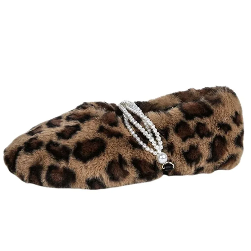 Faux Fur Leopard Slippers — view 1 Faux Fur Leopard Slippers — view 1