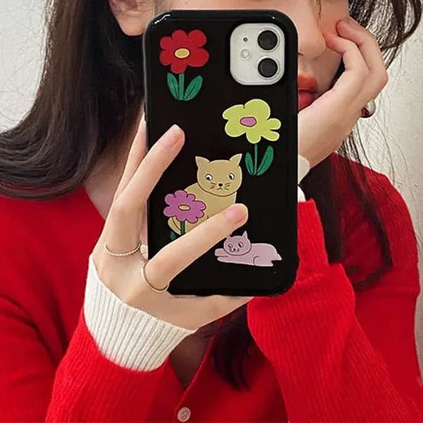 Cat Flower iPhone Case — view 2 Cat Flower iPhone Case — view 2