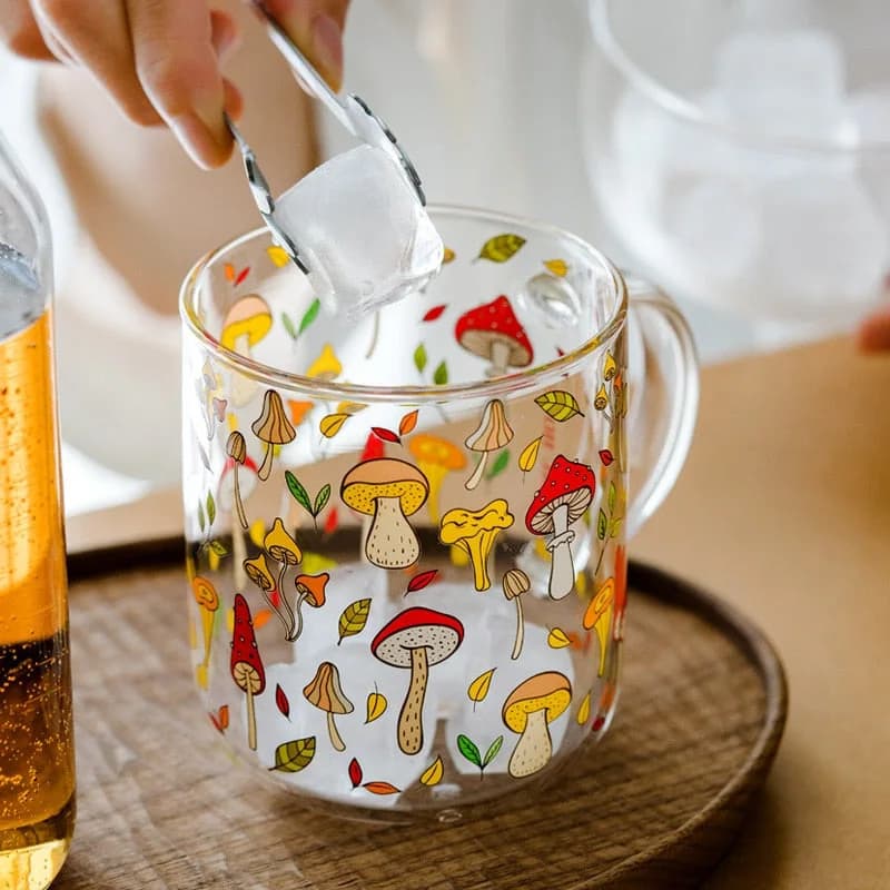 Cottagecore Mushroom Glass Mug — view 2 Cottagecore Mushroom Glass Mug — view 2